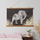 アフリカウモダンゾウの水色 吊り下げ型タペストリー (寝室)