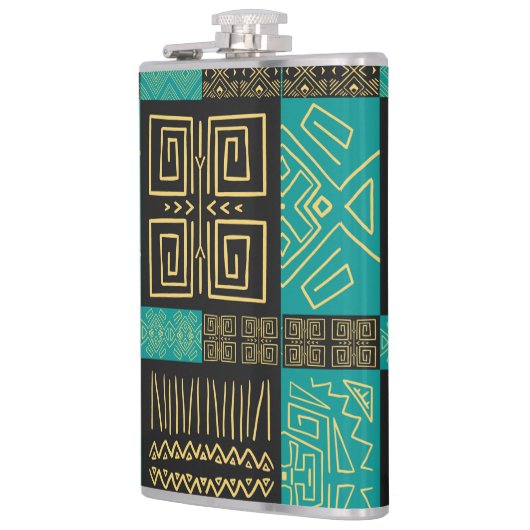 アフリカエレガントの部族の幾何学的パターン フラスク (左)
