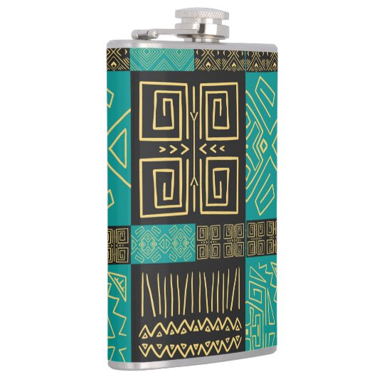 アフリカエレガントの部族の幾何学的パターン フラスク (右)