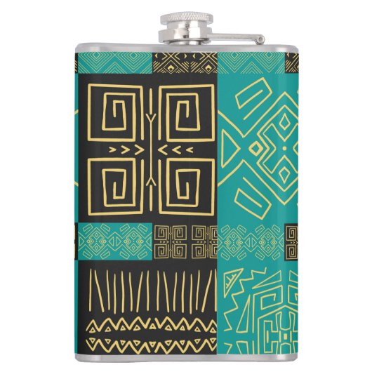 アフリカエレガントの部族の幾何学的パターン フラスク (裏面)