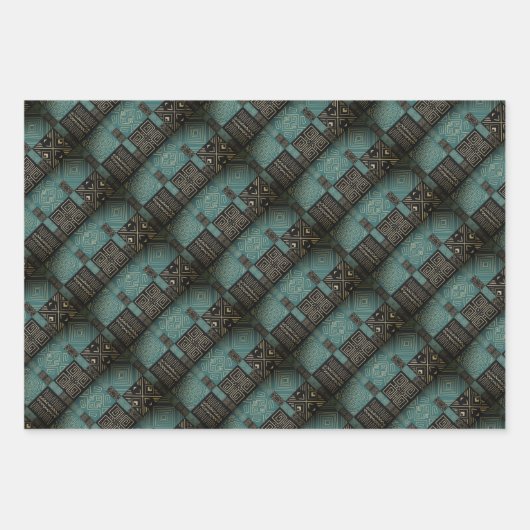 アフリカエレガントの部族の幾何学的パターン ラッピングペーパーシート (正面3)