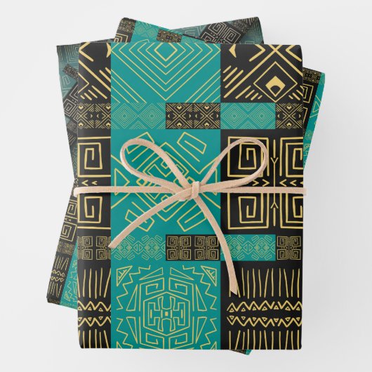 アフリカエレガントの部族の幾何学的パターン ラッピングペーパーシート (インサイチュ)