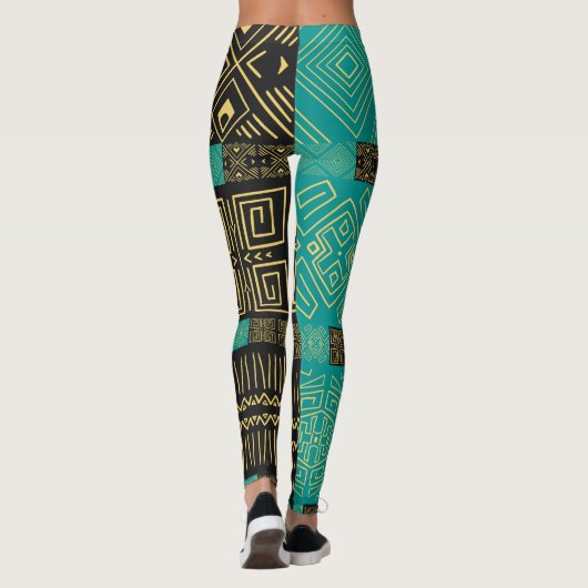 アフリカエレガントの部族の幾何学的パターン レギンス (裏面)