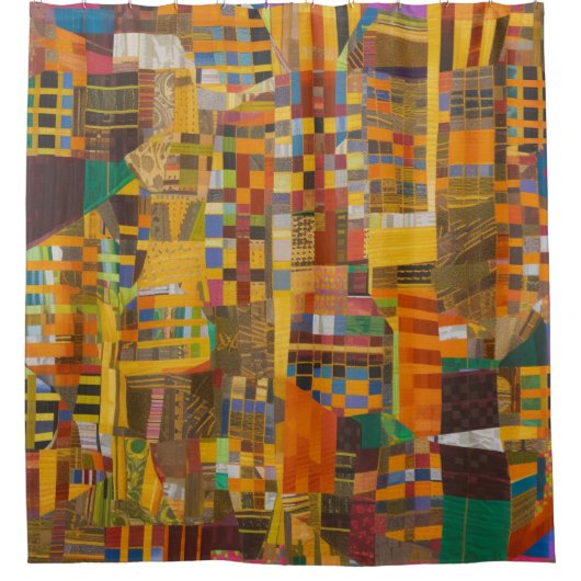 アフリカエレガントケンテ幾何コンテンポラリー芸術 シャワーカーテン (正面)