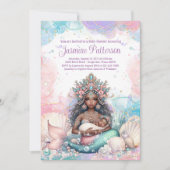 アフリカエレガント人魚の母の赤ちゃんシャワー 招待状 (正面)