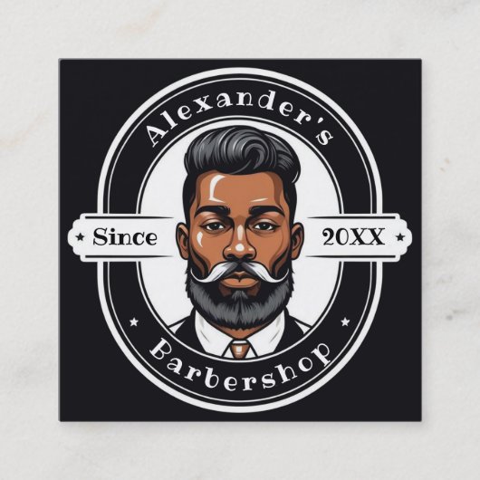 アフリカエレガント系アメリカ人が自分に合わせる スクエア名刺 (正面)