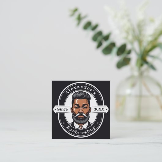 アフリカエレガント系アメリカ人が自分に合わせる スクエア名刺 (スタンド正面)