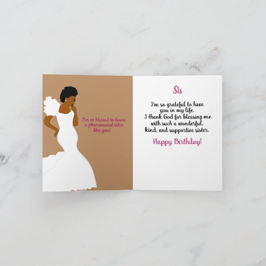 アフリカエレガント系アメリカ人シスター・ブラウン カード (内部)