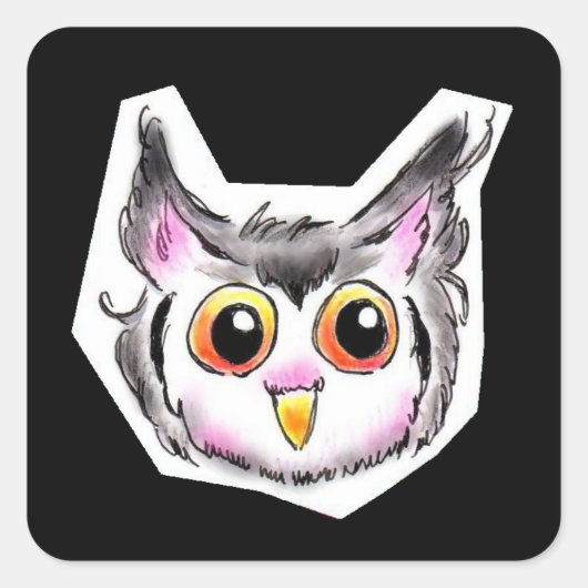 アフリカオオコノハズクちゃん スクエアシール (正面)