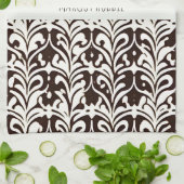 アフリカオーナメント白黒パターン キッチンタオル (折り畳み)