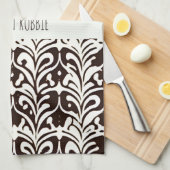 アフリカオーナメント白黒パターン キッチンタオル (四つ折り)