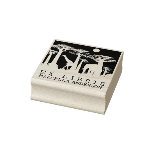 アフリカカスタム動物の森の本Ex Libris ラバースタンプ (スタンプ)