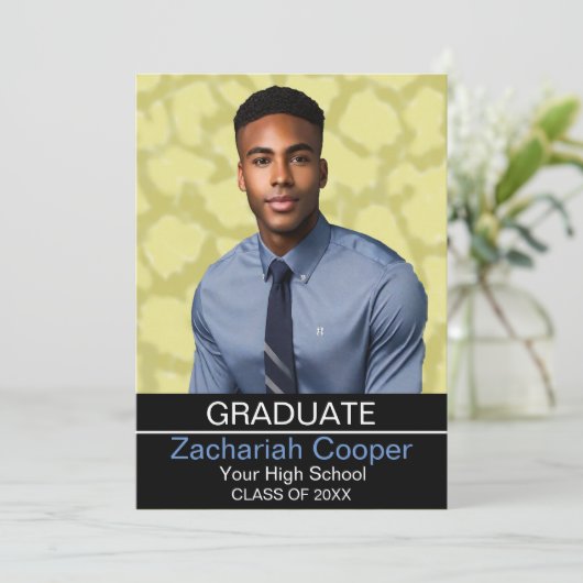 アフリカカスタム系アメリカ人男性の写真卒業 招待状 (スタンド正面)