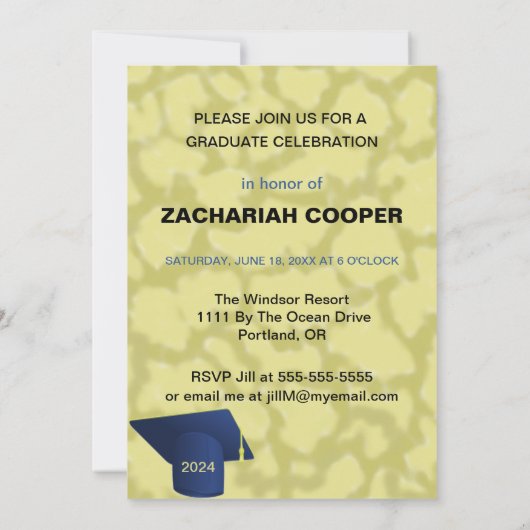 アフリカカスタム系アメリカ人男性の写真卒業 招待状 (裏面)