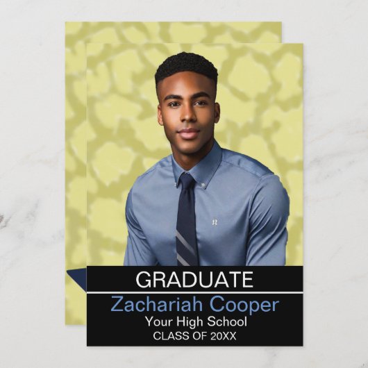 アフリカカスタム系アメリカ人男性の写真卒業 招待状 (正面/裏面)