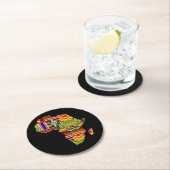 アフリカカッコいいの愛人2人のためのアフリカ地図ケンテ布 ラウンドペーパーコースター (インサイチュ)