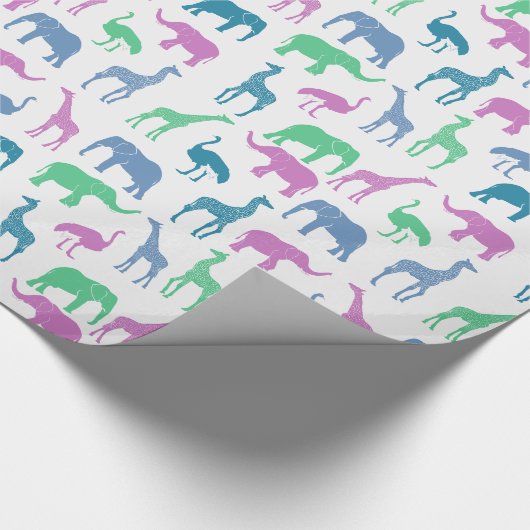 アフリカカラフルのサファリ動物の模様 ラッピングペーパー (角)