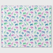 アフリカカラフルのサファリ動物の模様 ラッピングペーパー (フラット)