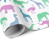 アフリカカラフルのサファリ動物の模様 ラッピングペーパー (ロールコーナー)