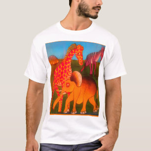 アフリカカラフルの野生動物サファリカラーアート Tシャツ