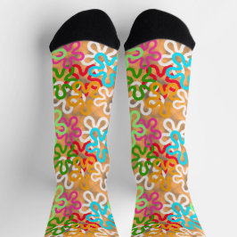 アフリカカラフルのBLOB抽象芸術図形のパターン ソックス