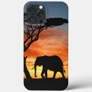 アフリカカラフルサファリサンセットエレファントシルエット iPhone 13 PRO MAXケース