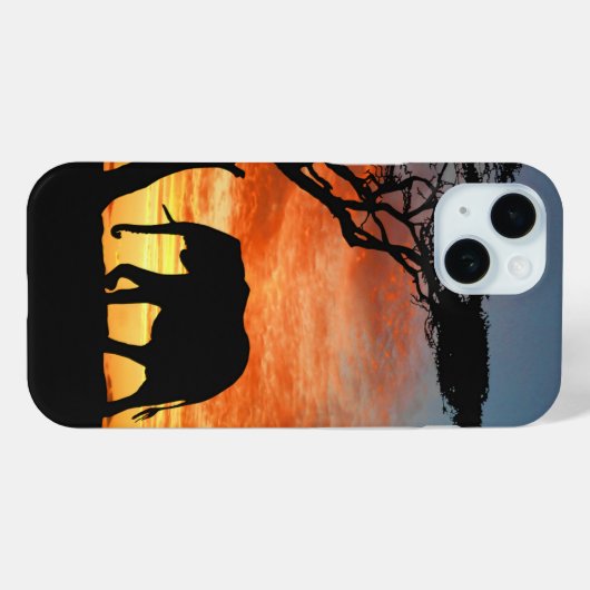 アフリカカラフルサファリサンセットエレファントシルエット Case-Mate iPhoneケース (裏面 (横))