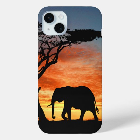 アフリカカラフルサファリサンセットエレファントシルエット Case-Mate iPhoneケース (裏面)