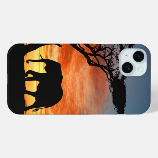 アフリカカラフルサファリサンセットエレファントシルエット Case-Mate iPhoneケース (裏面 (横))