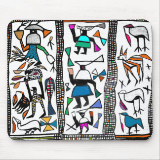アフリカカラフルセヌフプリント マウスパッド