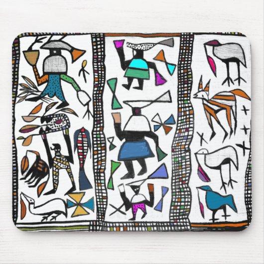 アフリカカラフルセヌフプリント マウスパッド (正面)