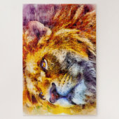 アフリカカラフルライオンの水彩ポートレート ジグソーパズル (縦)