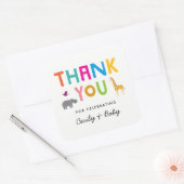 アフリカカラフル動物ありがとう スクエアシール (封筒)