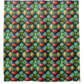 アフリカカラフル幾何モザイク模様 シャワーカーテン (正面)