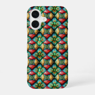 アフリカカラフル幾何モザイク模様 iPhone 16ケース