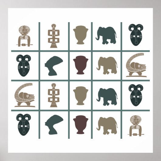 アフリカカラフル記号パターン ポスター (正面)