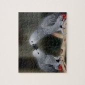 アフリカキスをするグレイのオウムかわいい鳥 ジグソーパズル (縦)