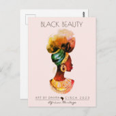 アフリカクイーン金ゴールドネックレス美しい黒人女性 ポストカード (正面/裏面)