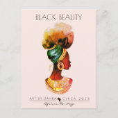 アフリカクイーン金ゴールドネックレス美しい黒人女性 ポストカード (正面)