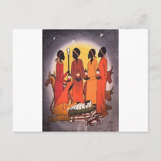 アフリカクリスマス出生シーン シーズンポストカード (正面)