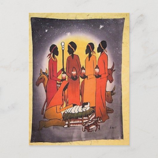 アフリカクリスマス出生シーン シーズンポストカード (正面)