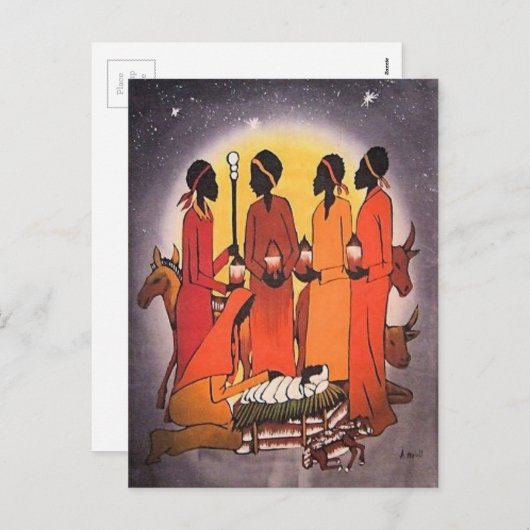 アフリカクリスマス出生シーン シーズンポストカード (正面/裏面)