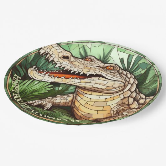 アフリカクロコダイル誕生日 ペーパープレート (アングル)