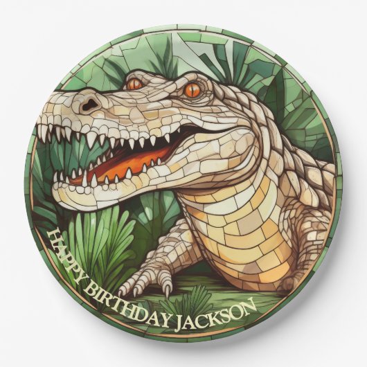 アフリカクロコダイル誕生日 ペーパープレート (正面)