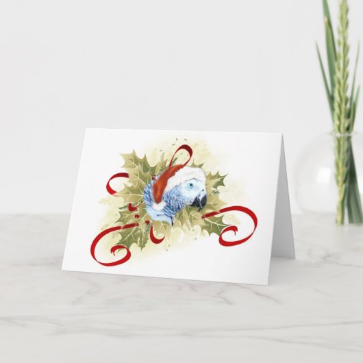アフリカグレイのオウムのクリスマスカード シーズンカード (正面)