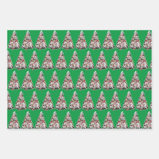 アフリカグレイのオウムのクリスマスツリーラッピング紙 ラッピングペーパーシート (正面2)