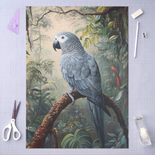 アフリカグレイのオウムの切り離 薄葉紙 (クラフト)