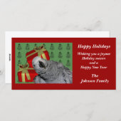 アフリカグレイのオウム動物クリスマスホリデーカード シーズンカード (正面/裏面)