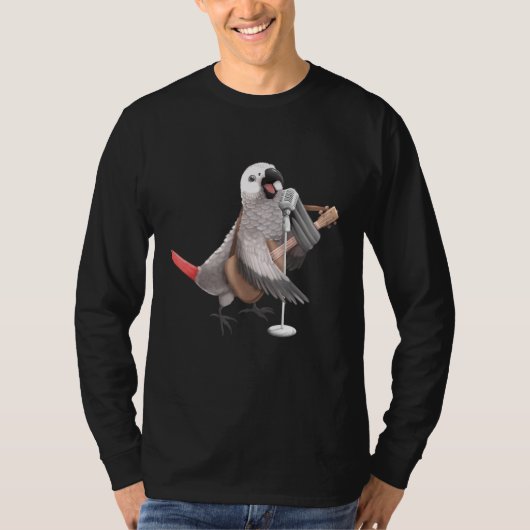 アフリカグレイのオウム歌ギタープレイヤーミュージシャン Tシャツ (正面)