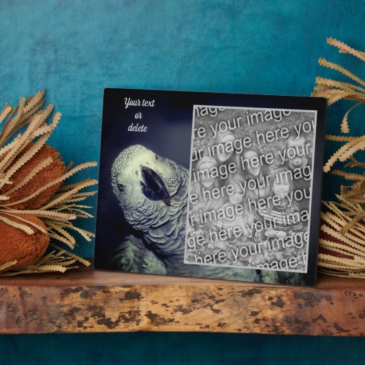 アフリカグレイのオウム自分の写真を追加 フォトプラーク (側面)